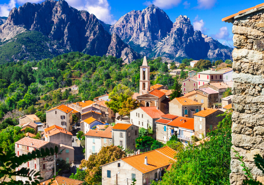 Evisa - small picturesque mountain village in splendid mountains of Corsica island